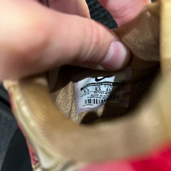 Size 9.5 Nike Vapor Carbon Elite 2 TD Football Cleats Red Gold 49ers 657441-628 - Picture 5 of 6